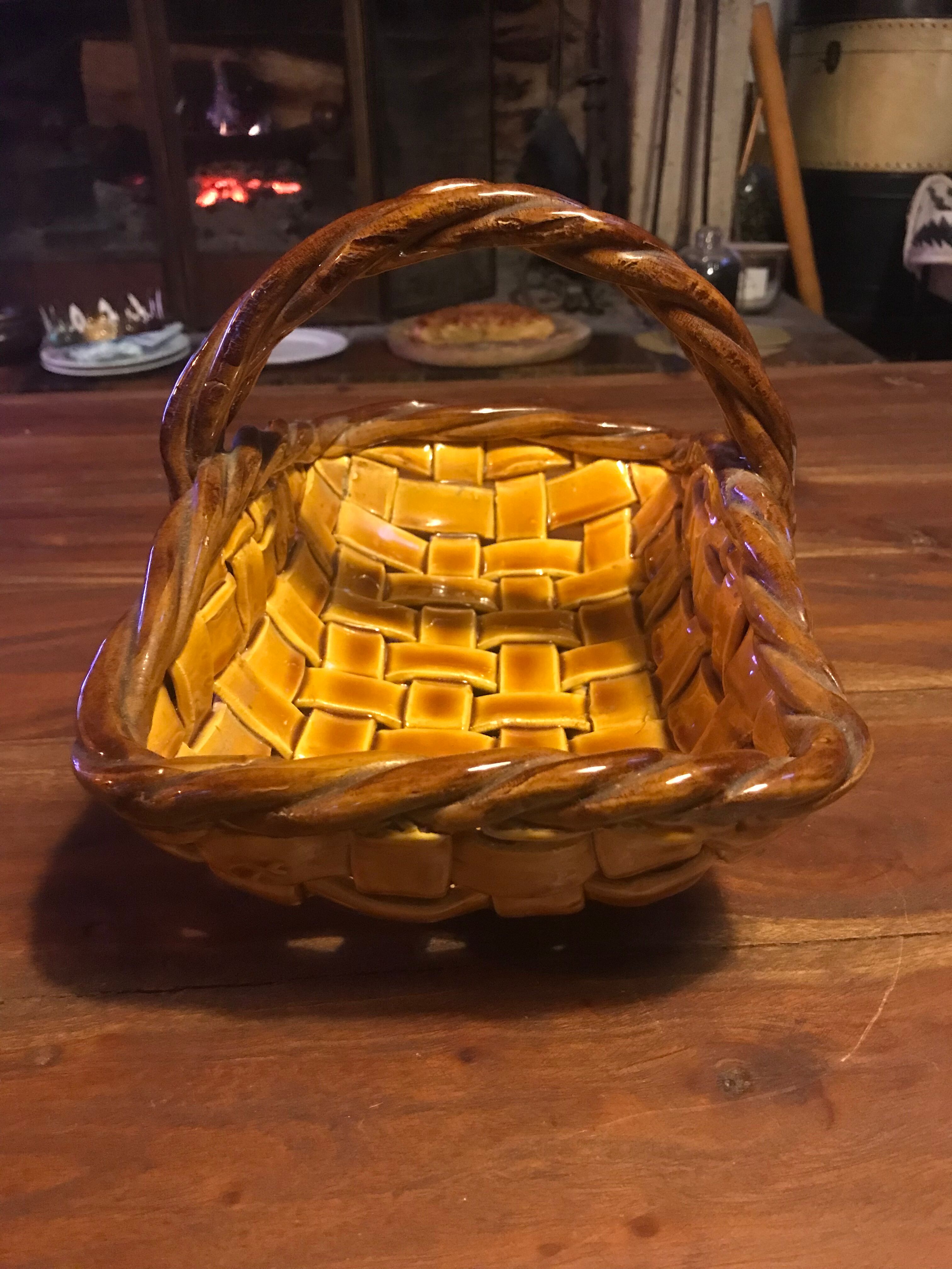 Ceramic woven basket