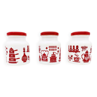 Opaline spice jars red kitchen décor