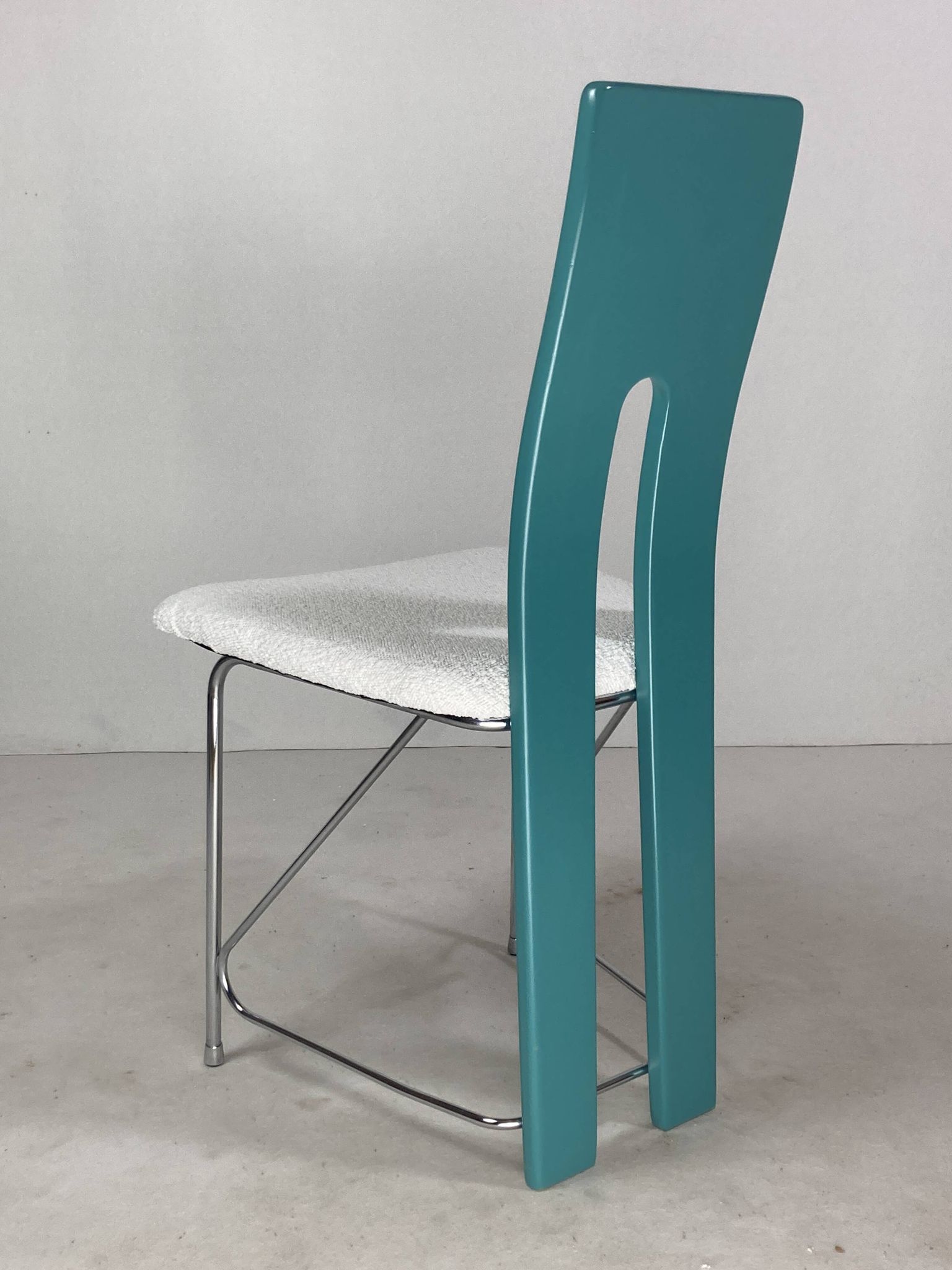 Set of 6 Memphis dining chairs in bouclé, 1980s
