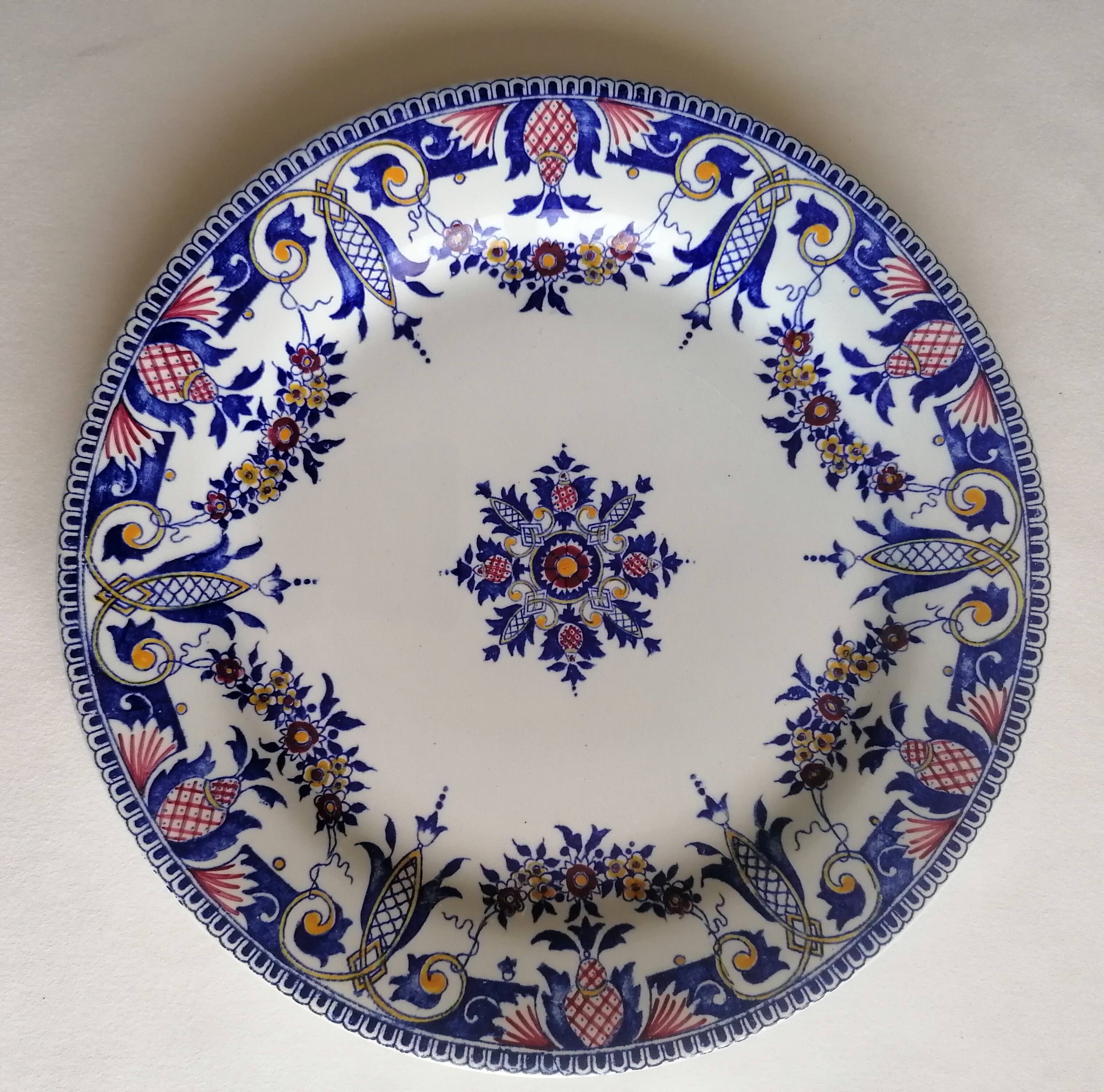 Assiette faïence Gien décor Rouen