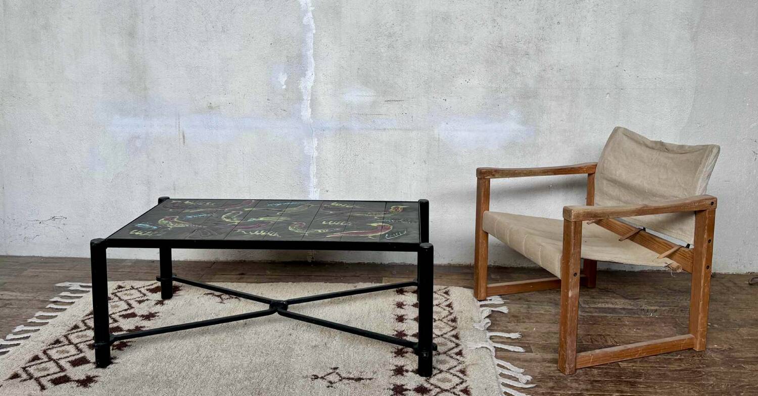 Jacques adnet and guidette carbonnel coffee table 1950