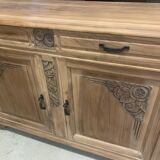 Art Deco raw wood sideboard in solid walnut