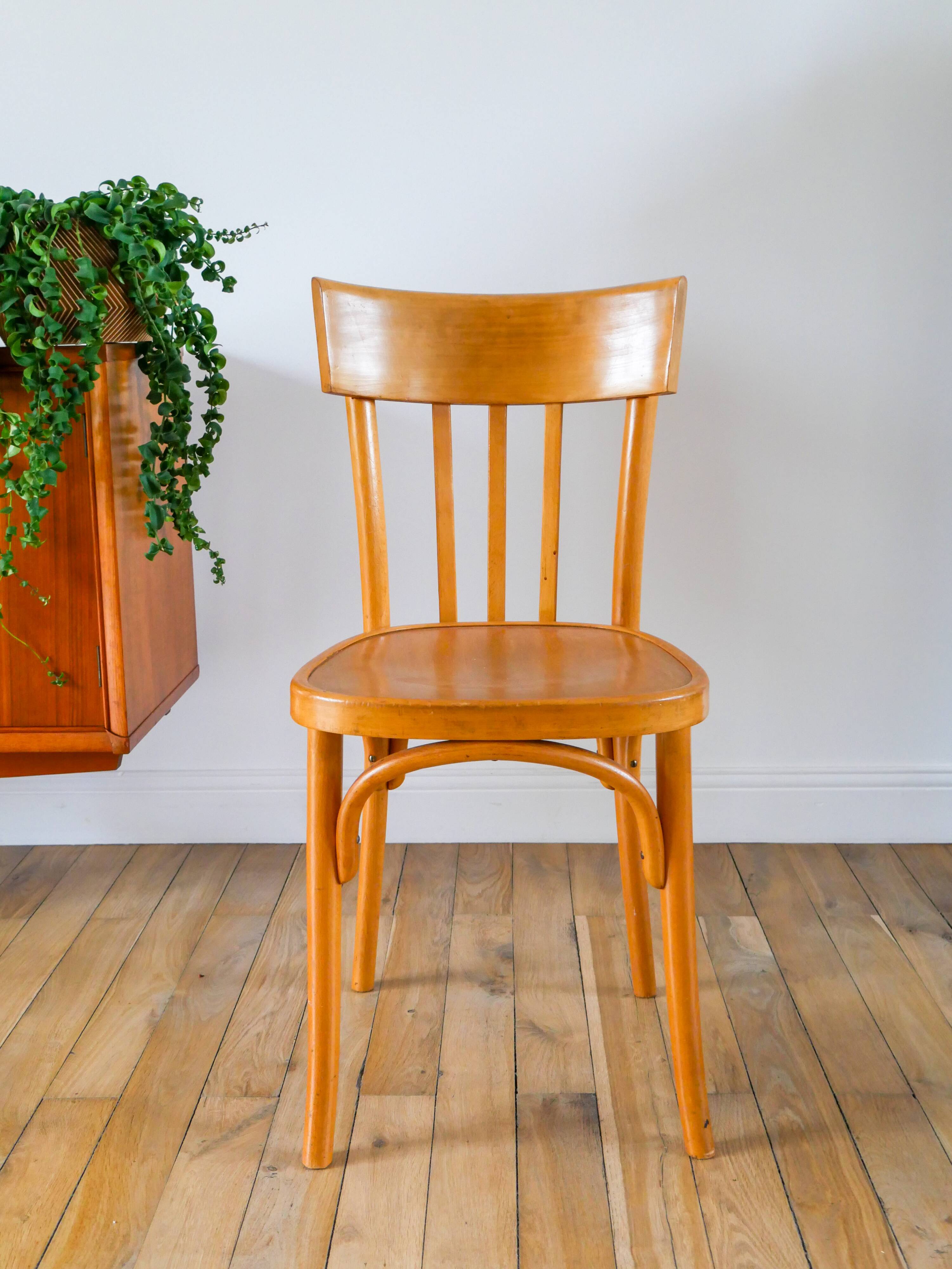Baumann bistro chair in blond oak, 1950s