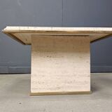 Vintage travertine and brass coffee table by Fedam, 1970s