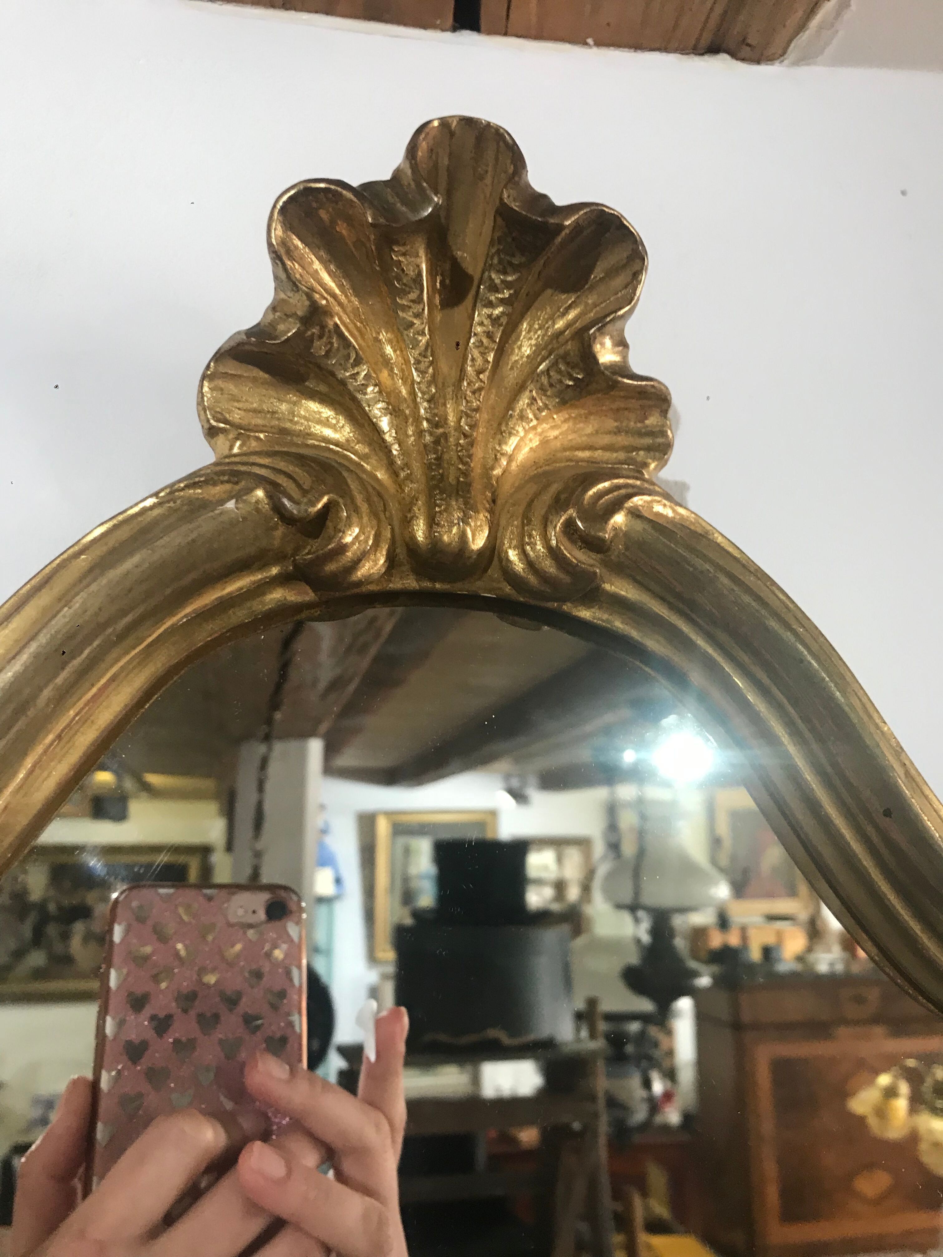 Old wood and plaster mirror - 52x32cm
