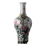 Vase d'appréciation en porcelaine Rose de Style dynastie Qing, Motif d'oiseau et de fleur, artisanat classique