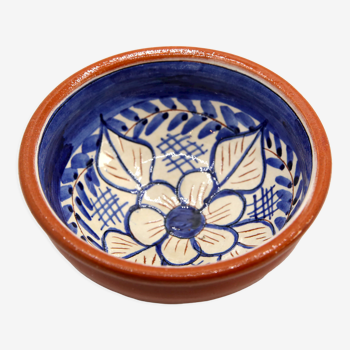 Handmade bowl with flowers in enamelled clay from Portugal