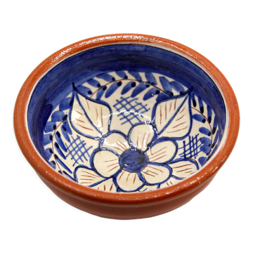 Handmade bowl with flowers in enamelled clay from Portugal