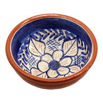 Handmade bowl with flowers in enamelled clay from Portugal