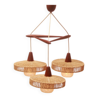 1960s teak ceilang lamp triangle