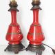 Paire de pieds de lampe rouges, 1900