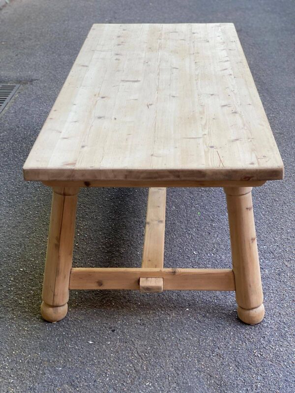 Table de ferme Georges Robert 1960 rénovée en bois massif brut 200cm