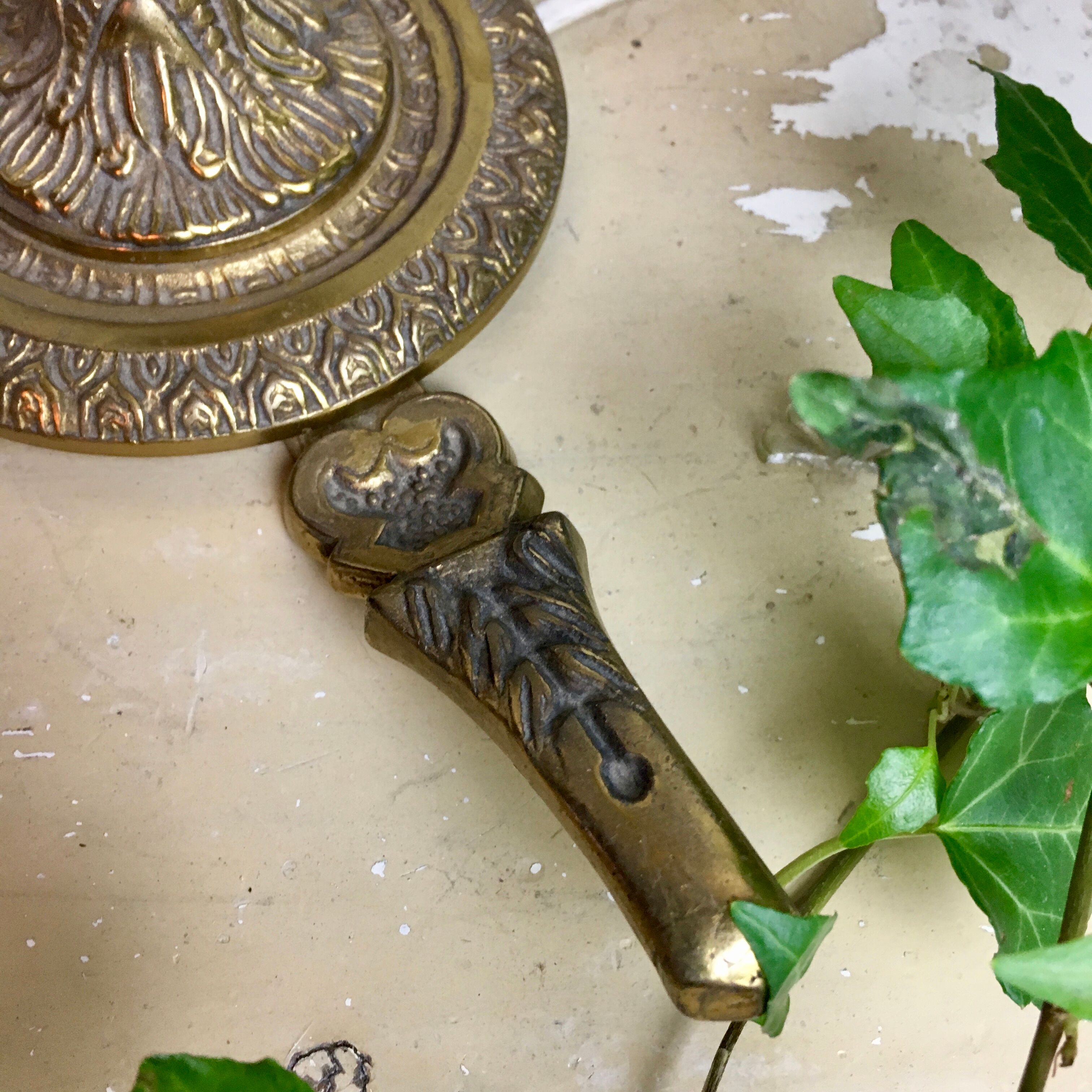 Ancient cave lamp in gilded bronze