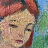 Large painting hst "baigneuses" marcelle guetta-fattal (1922-2009) fauvism