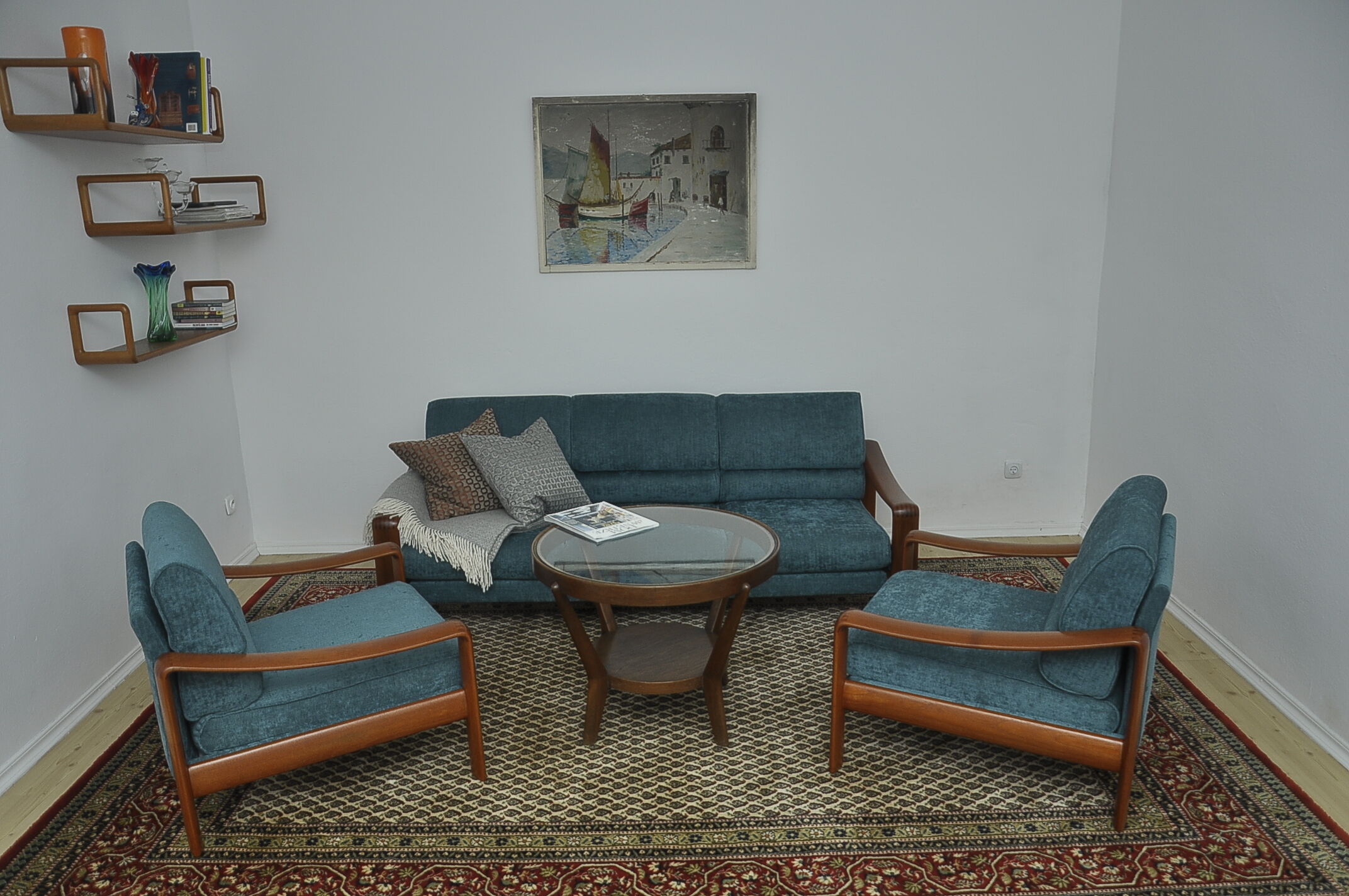 Scandinavian Teak Living Room Set, 1970s, Set of 3