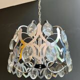 Lustre design en chrome et cristaux de Angelo Gaetano Sciolari. Vers 1970