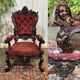 Fauteuil en acajou 19ème richement sculpté de style baroque