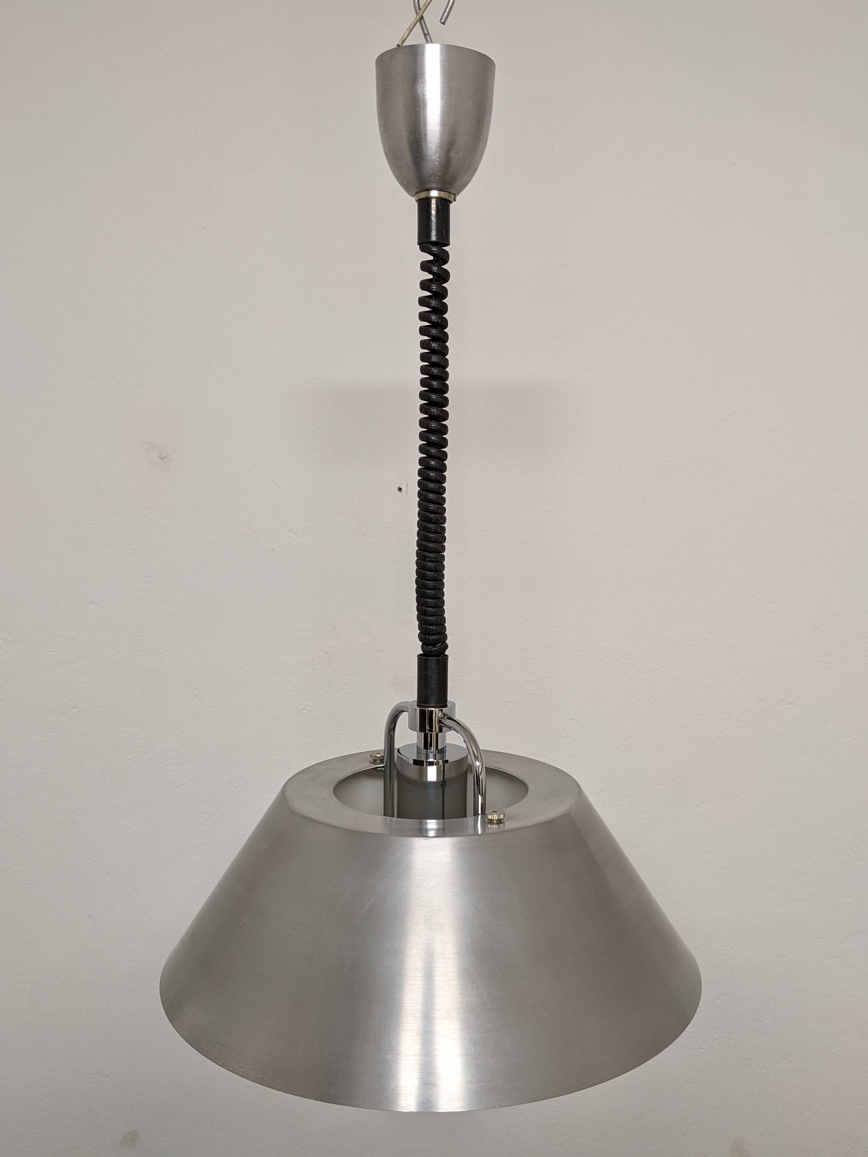 Adjustable Space Age suspension in brushed aluminum from the 60s/70s
