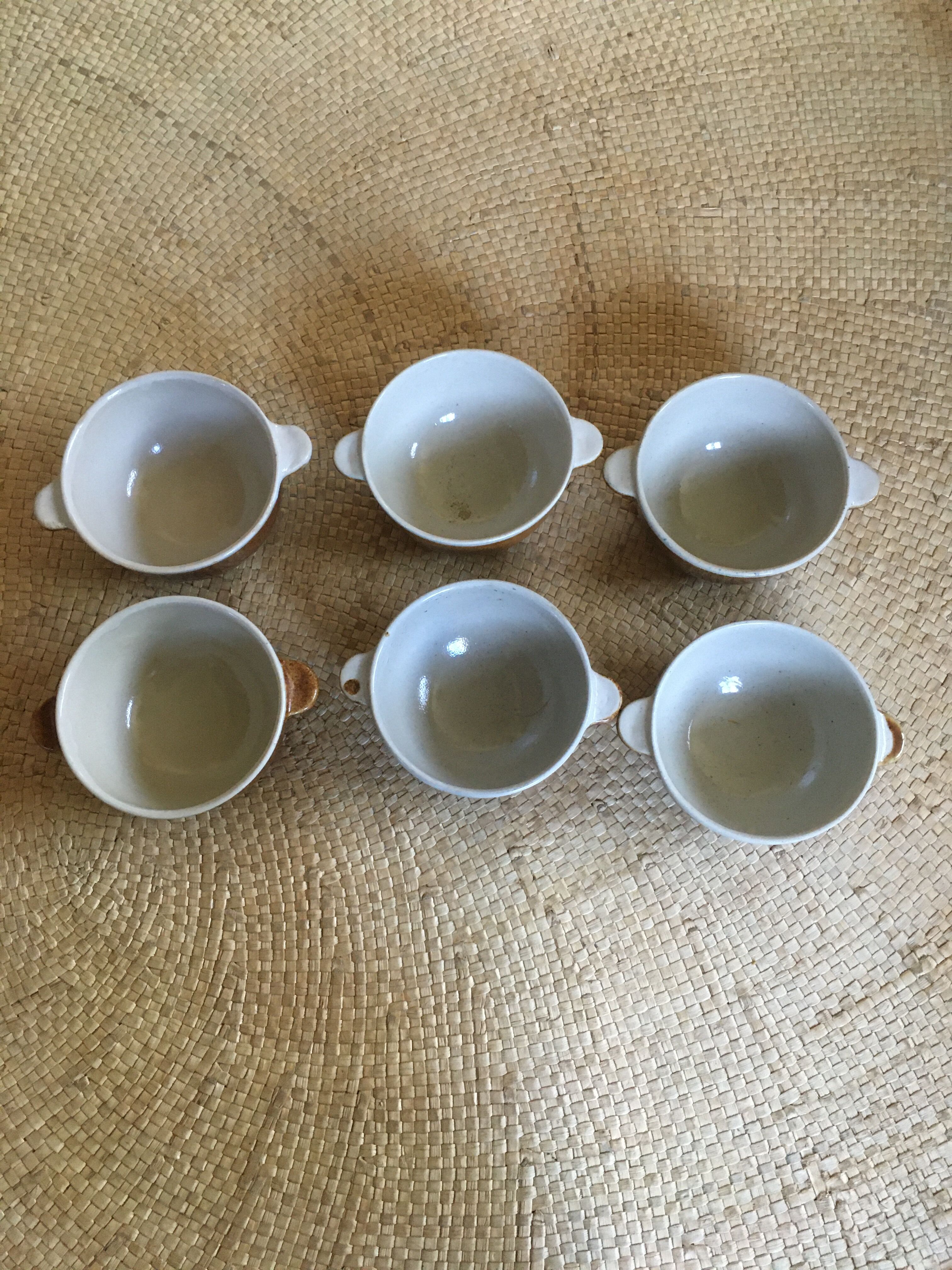 Series of 6 sandstone bowls