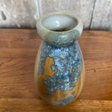Old mougin style vase ceramic beige crystallized enamel blue france