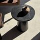 Black solid mango side table (monoxyle) with conical legs