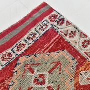 Red & Orange Geometric Pattern Vintage Runner Rug, 102x332Cm
