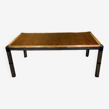 Bamboo And Burlwood Top Dining Table, Italy, 1970's