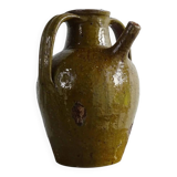 Huilerie ancienne française en terre cuite à noyer et glaçure verte