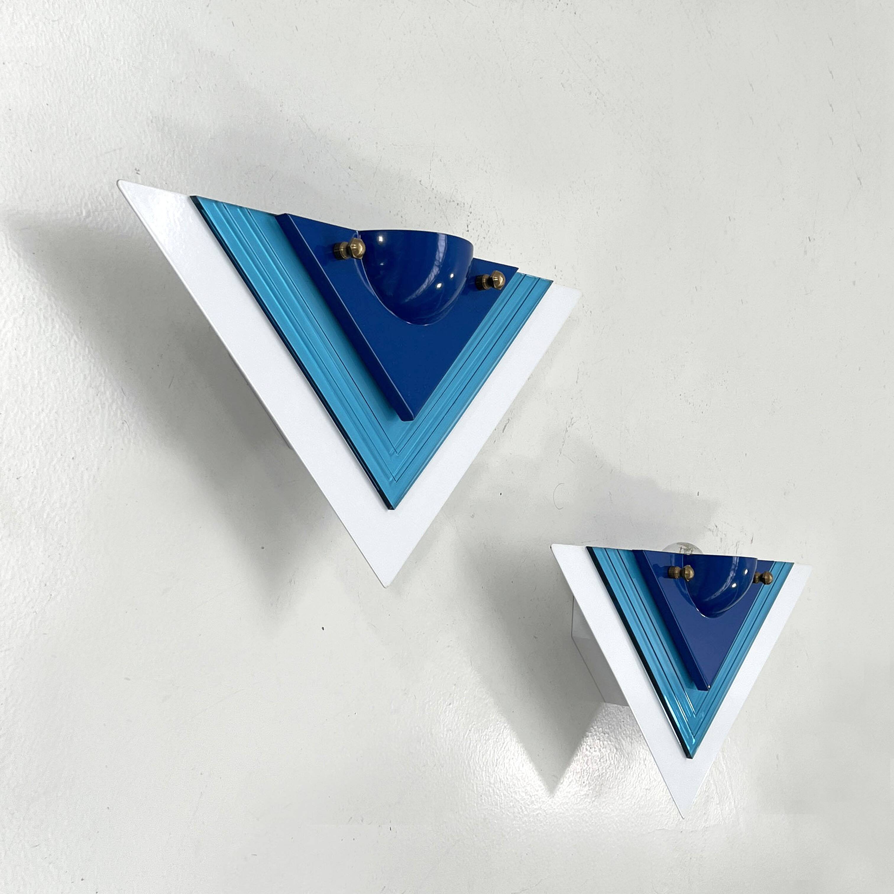 Paire d'appliques postmodernes bleues, 1980