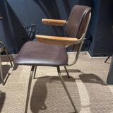 Set of armchairs Kho LiangILé, brown vinyl, 60s, Netherlands