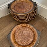 Sarreguemines service of 12 faience fish plates
