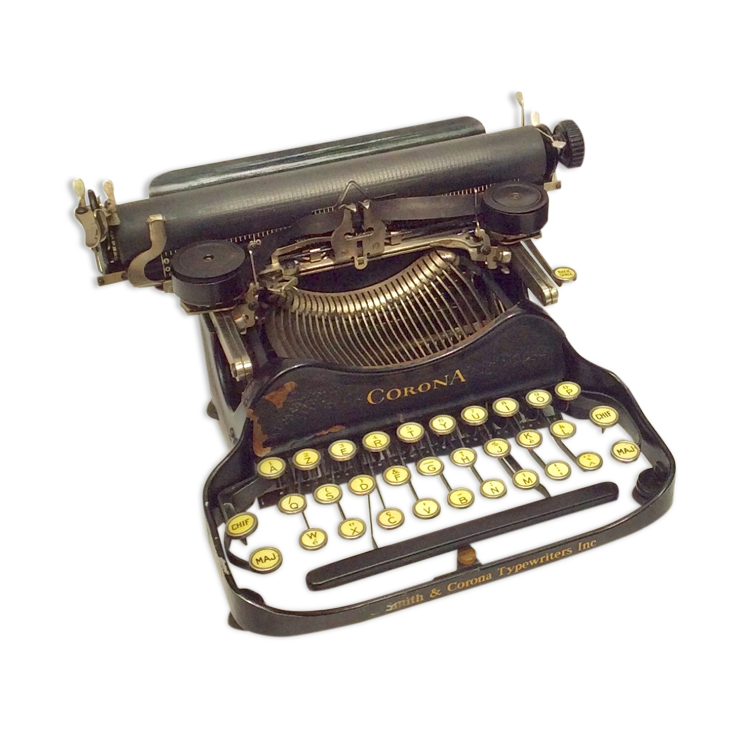 Portable typewriter corona manufacture usa around the 1920s numbered dimension: h-15xl29