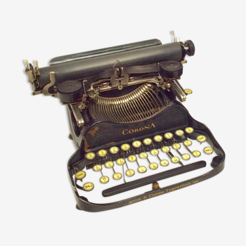 Machine à écrire portatif corona fabrication usa vers les années 1920 numérotés dimension : h-15xl29