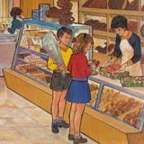 Poster "in the bakery" Offset printing published by Quirin Haslinger Linz Austria 1964