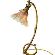 Lamp art & craft foot gooseneck was benson adjustable bronze and lampshade tulip iridescent crystal