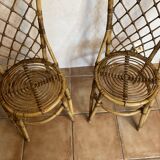 Pair of vintage rattan chairs Louis Sognot