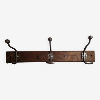 School wall coat rack, old, 3 hooks, 80 cm