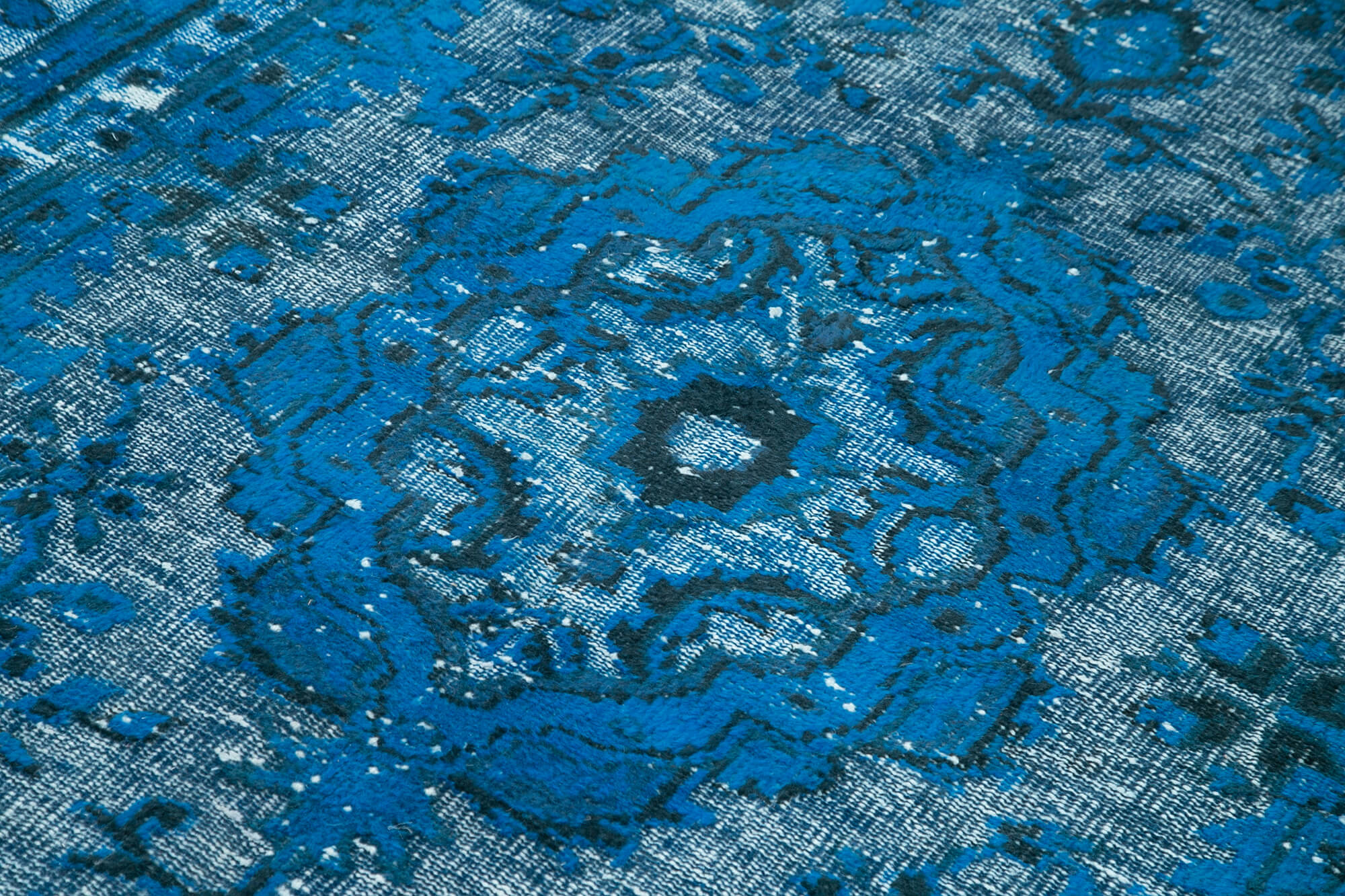 Handmade carved anatolian 1970s 172 cm x 289 cm blue rug