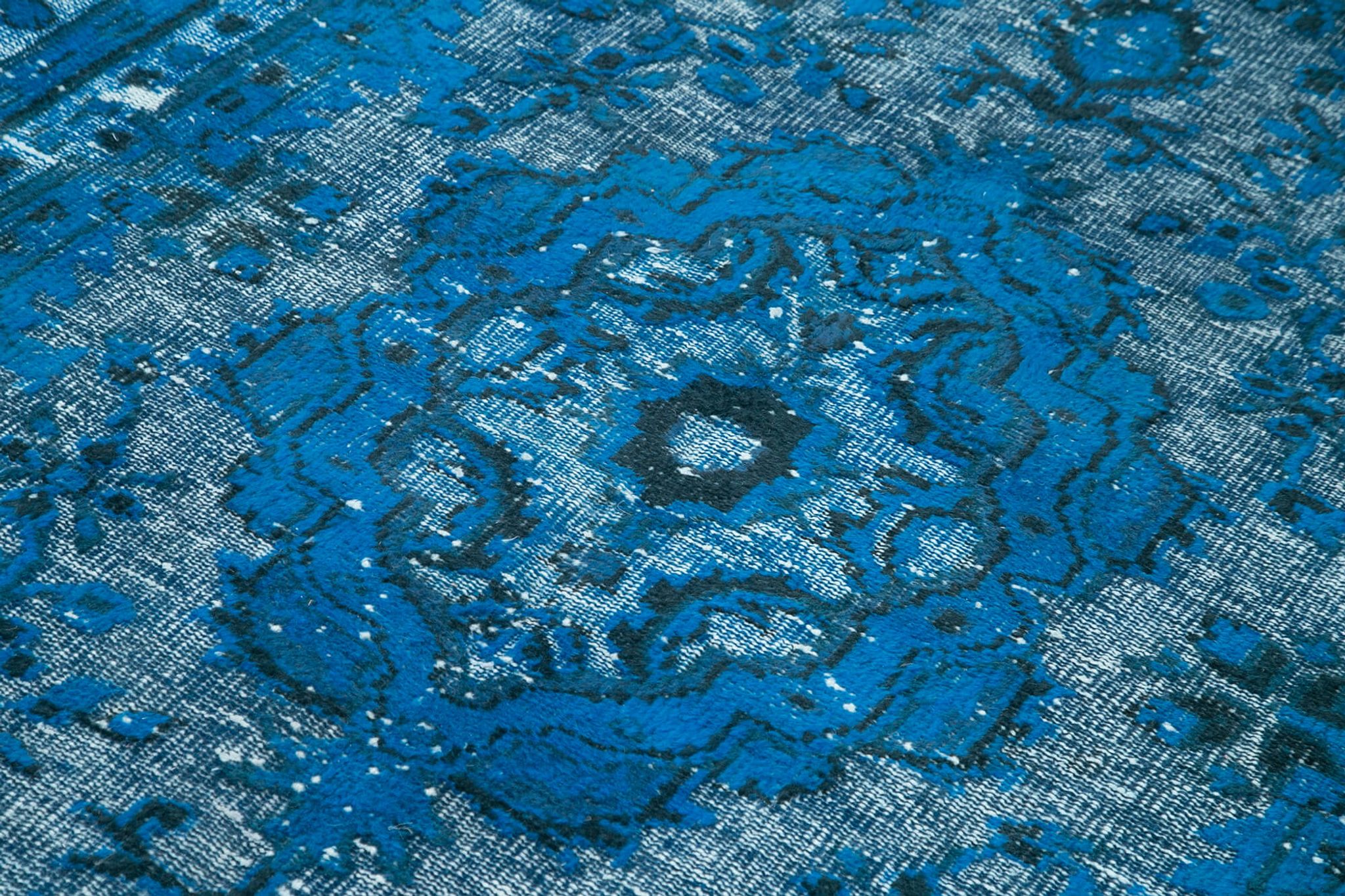 Handmade carved anatolian 1970s 172 cm x 289 cm blue rug