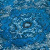 Handmade carved anatolian 1970s 172 cm x 289 cm blue rug