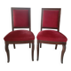 2 antique Restoration style chairs in walnut and burgundy velvet