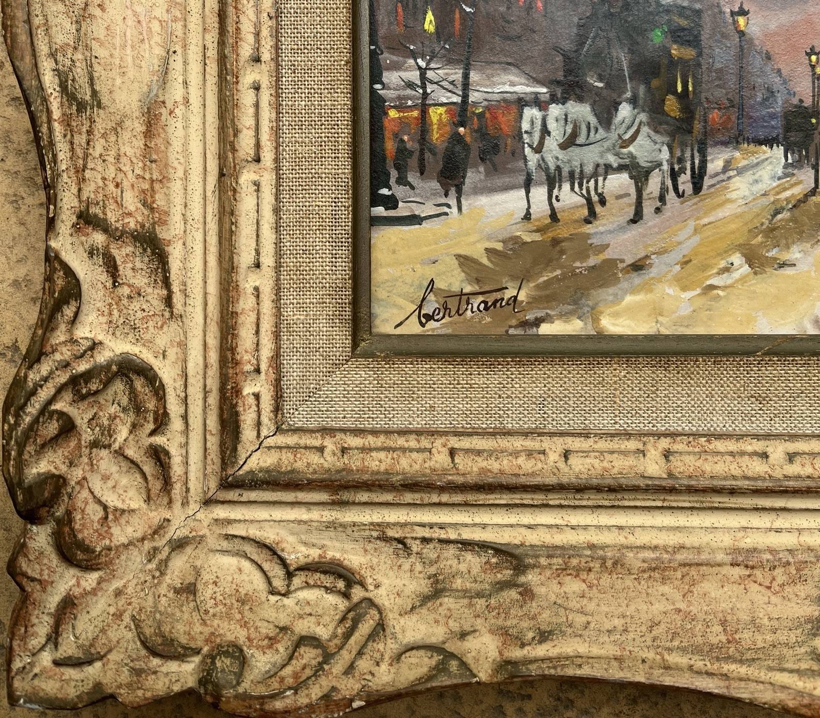 Gouache painting “Boulevard Haussmannien” Paris by Fred Bertrand (1915) + C