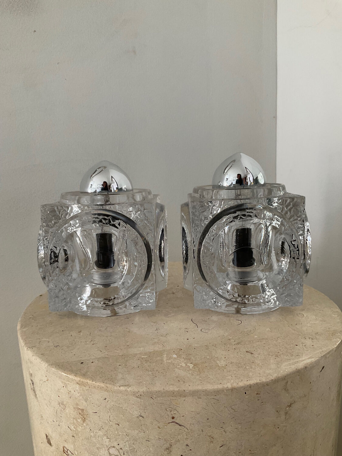 Pair of Ice Cube lamps by Peill & Putzler 70s