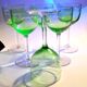 Series of 6 foot glasses in ancient green uranium glass
