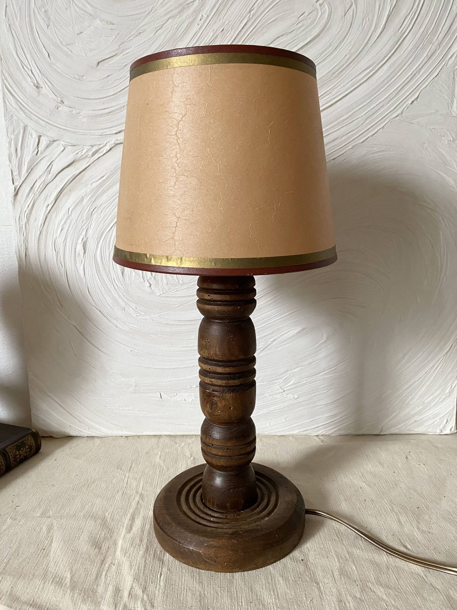 Wooden turned floor lamp, 1930s-40s.