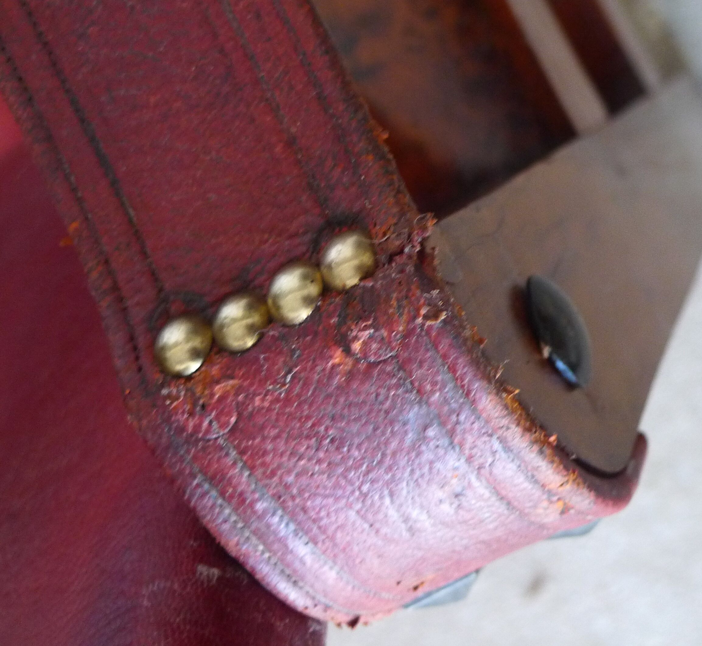 Leather and wood relaxed armchair