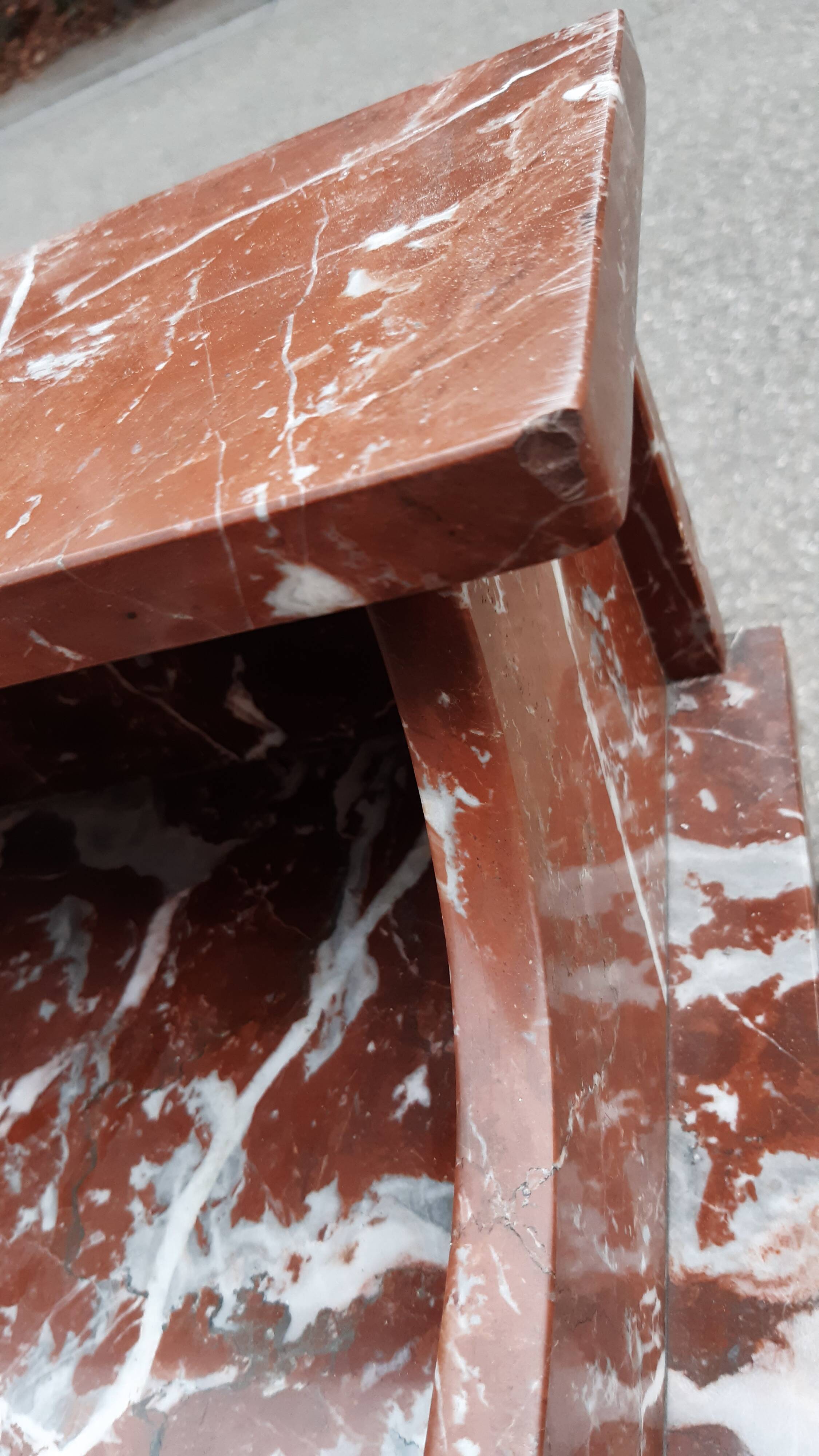 Oak and marble chest of drawers