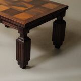 Art Deco table or desk, solid oak and marquetry, France 1930