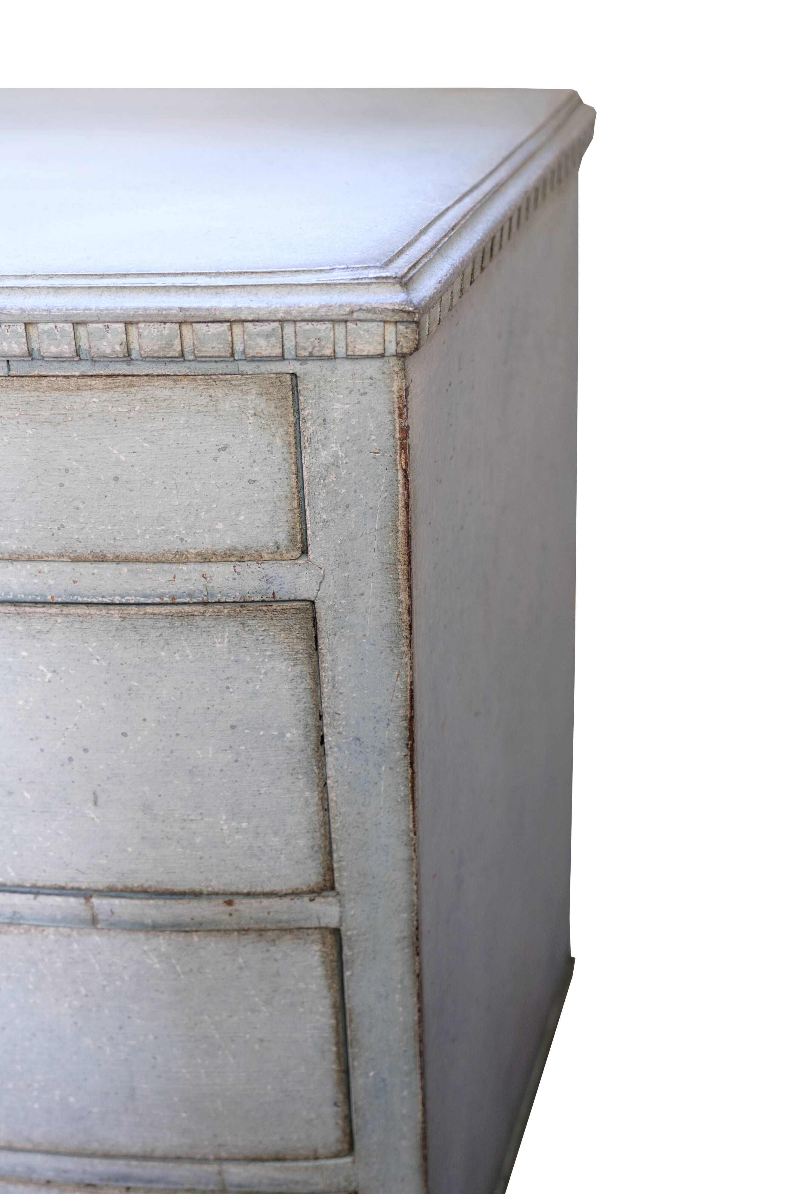 Orignal Painted Chest Of Drawers Louis Seize Style Made In Greenish Patinated Color From 1790s