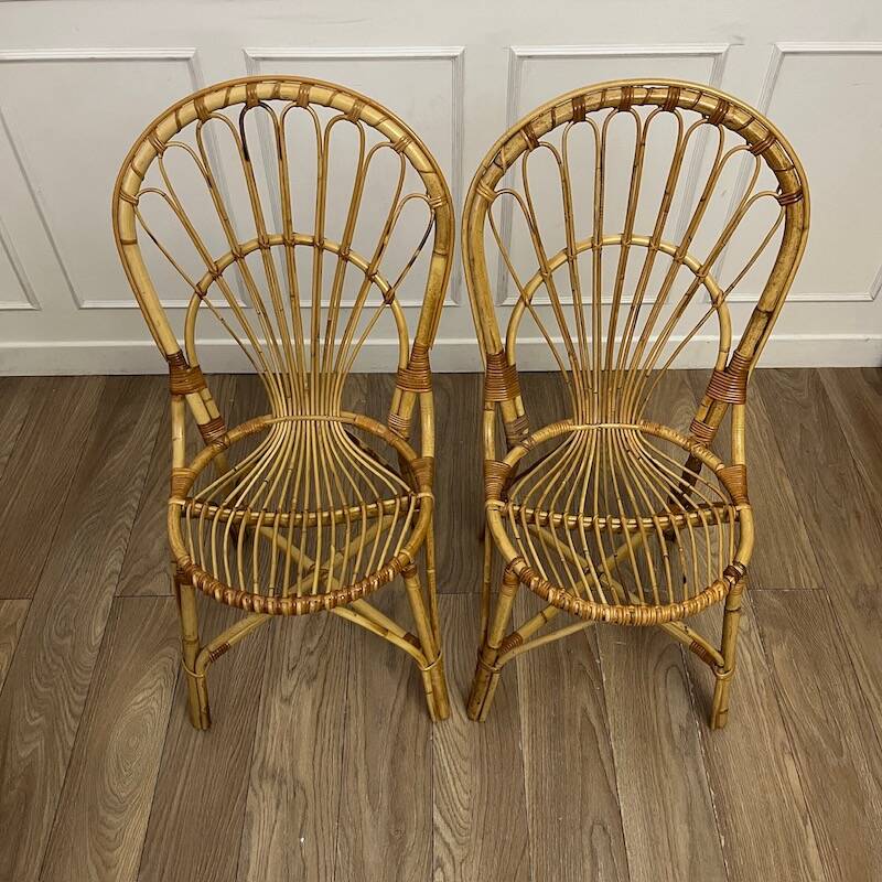 Pair of vintage rattan chairs